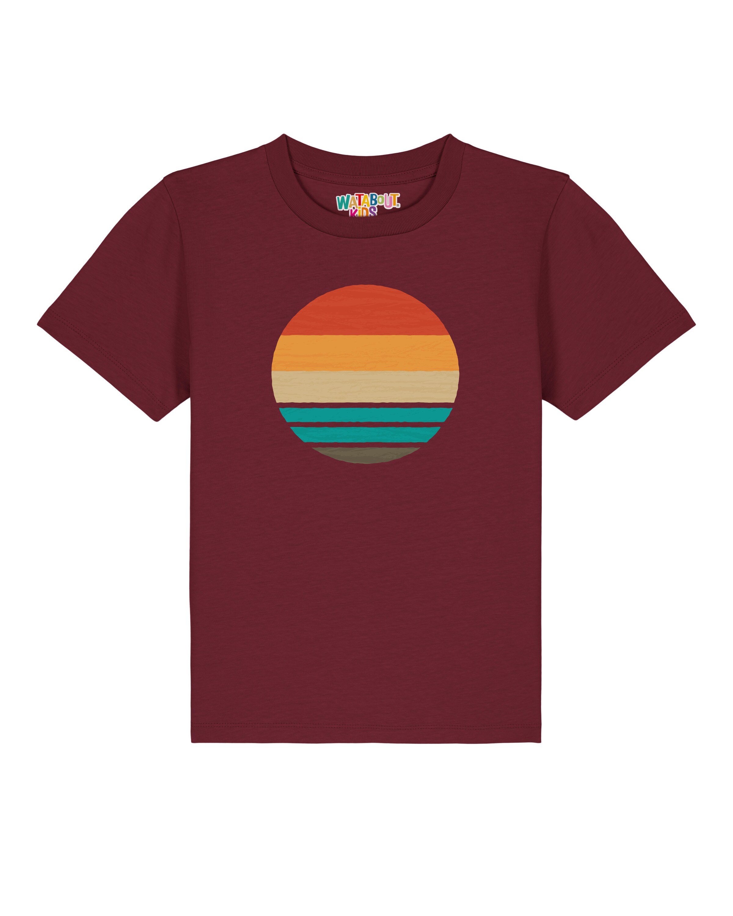 T-Shirt 'Retro Sunset Ocean' watabout.kids en rouge : devant