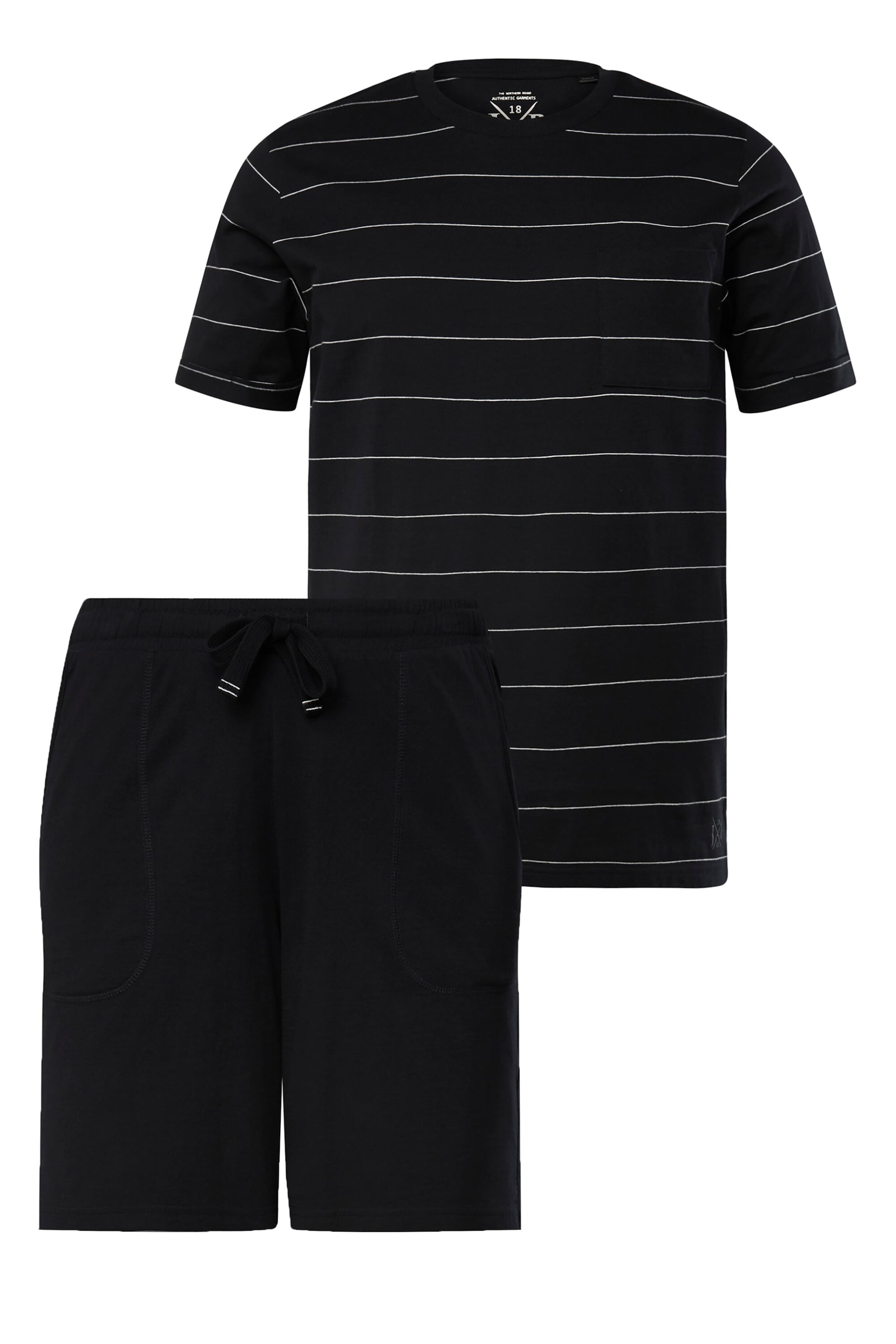 JP1880 Pyjama kort in Zwart: voorkant