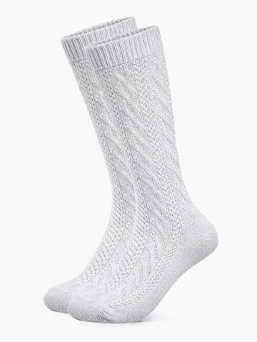 HerzSticht Traditional socks 'Bergdistel' in Grey: front