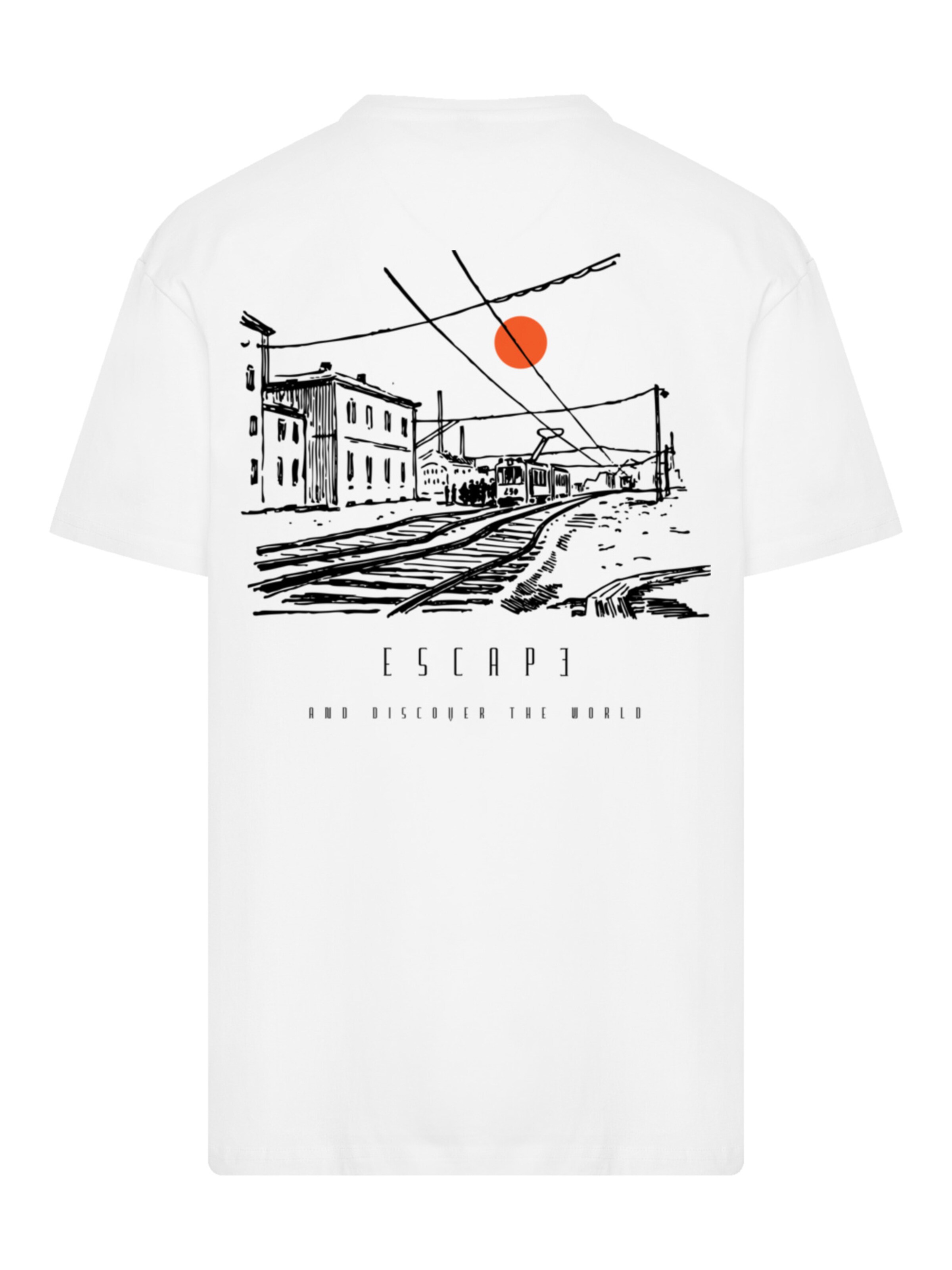 F4NT4STIC Shirt 'Escape Discover the World Town Train Station' in White: front