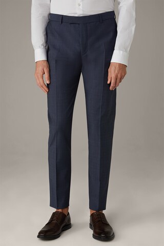 STRELLSON Slim fit Pleated Pants 'Madden' in Blue: front