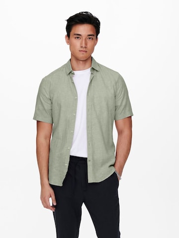 Only & Sons Slim fit Button Up Shirt 'Caiden' in Green: front