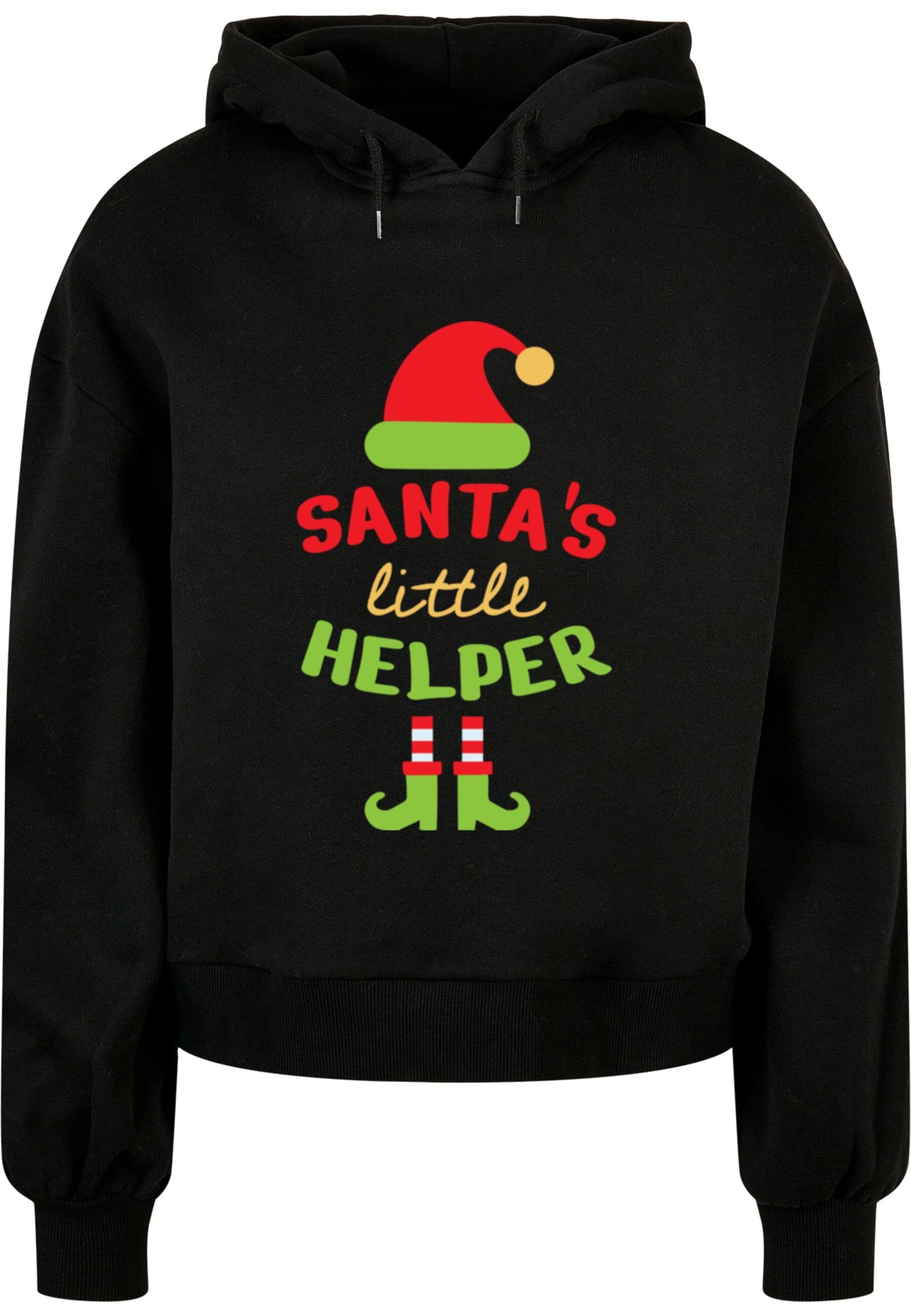 Merchcode Tréning póló 'Christmas Santa´s Little Helper' - fekete: elől