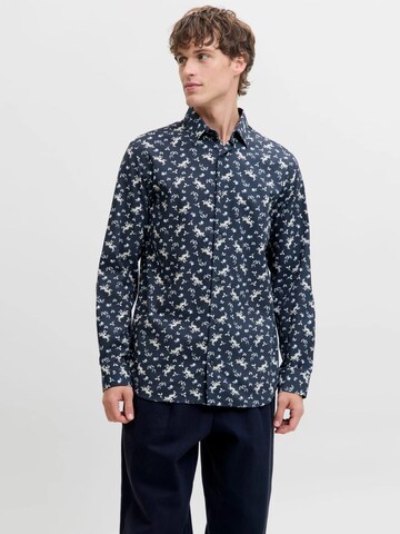 JACK & JONES Comfort fit Button Up Shirt 'York' in Blue