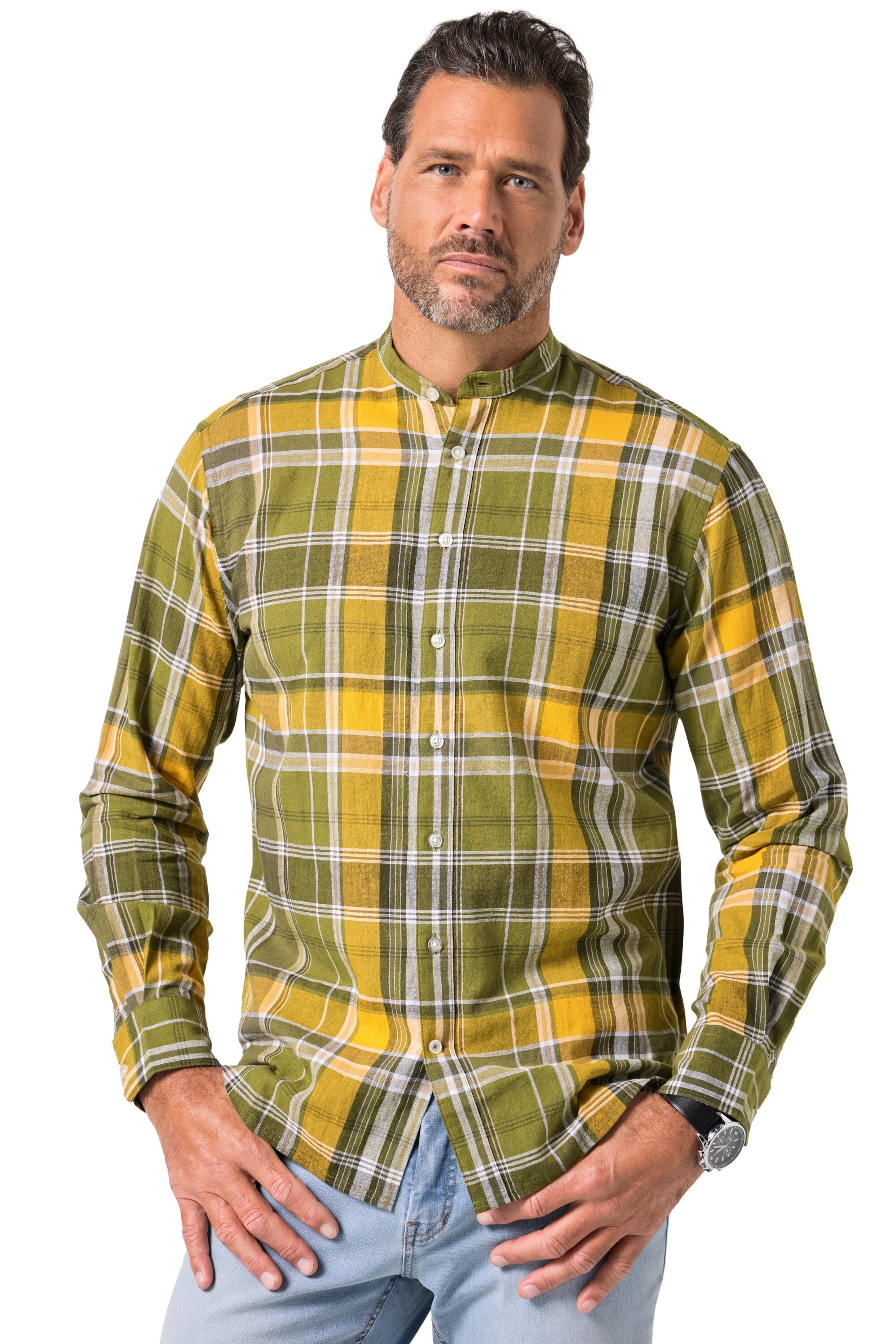 JP1880 Regular fit Overhemd in Groen: voorkant