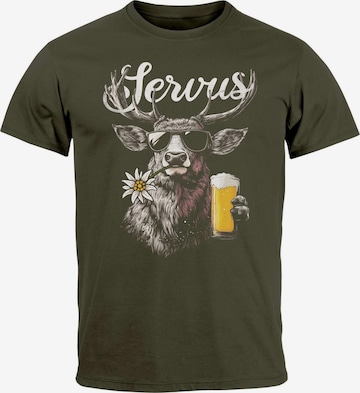 Neverless Shirt 'Servus 3 Bier' in Green: front
