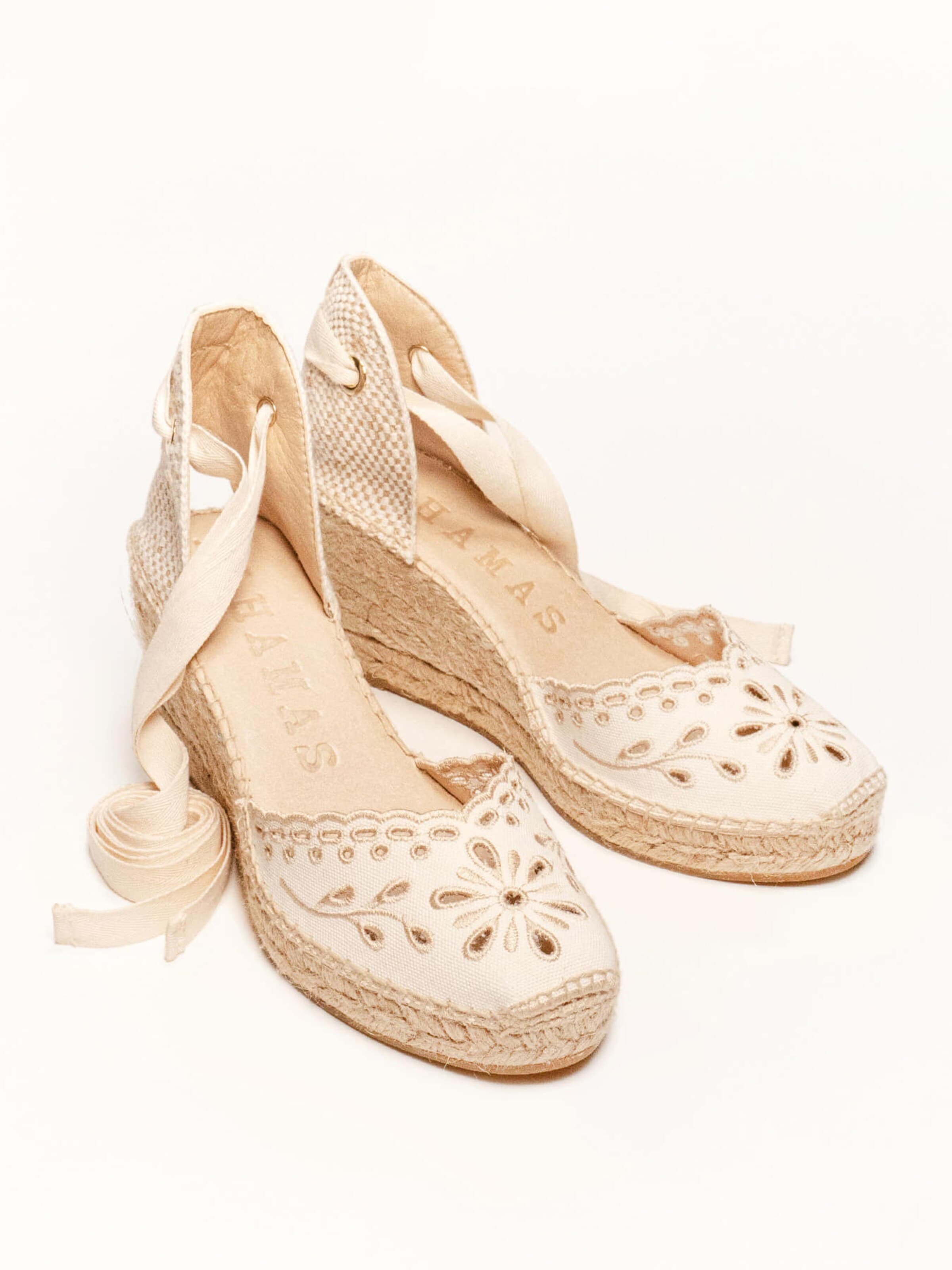 Sandalo 'Alpargata Cuña 7 cm' di Alhamas in beige