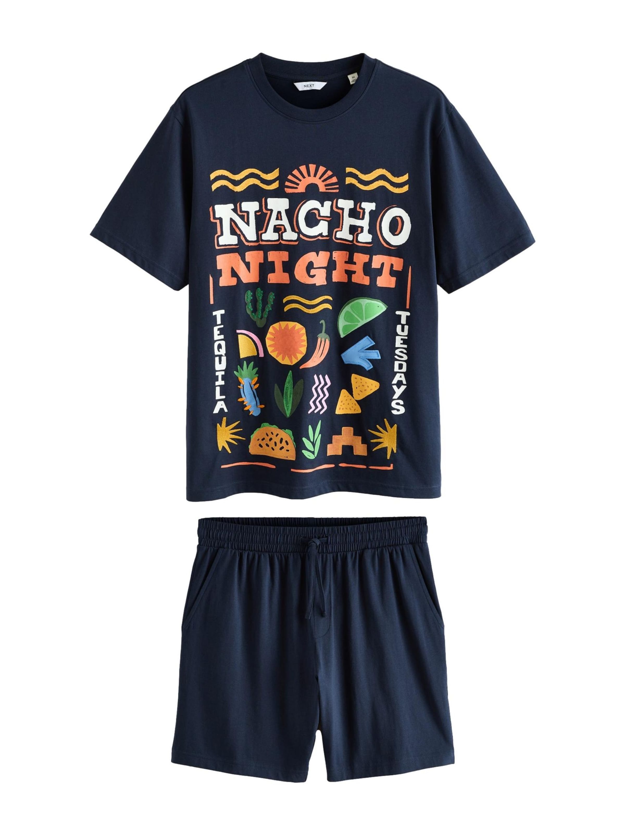 Next Pyžamo krátké – černá: přední strana