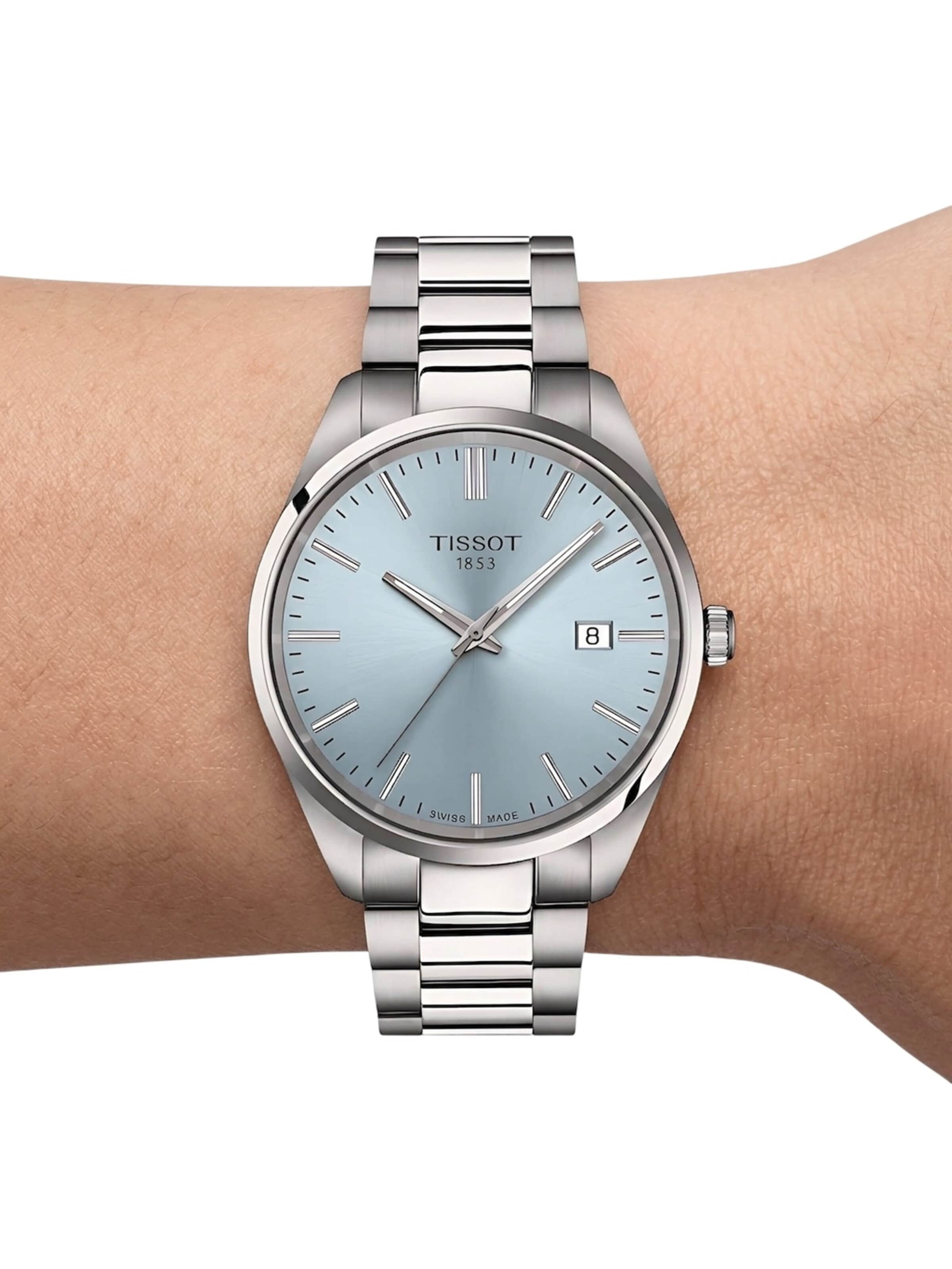Tissot - Reloj analógico 'Tissot PR 100 40 mm Swiss Made Quarzuhr Eisblau T150.410.11.351.00' en azul
