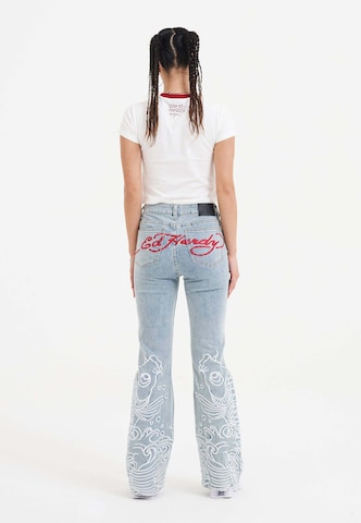 Ed Hardy Tričko 'Totenkopf Rose' – bílá