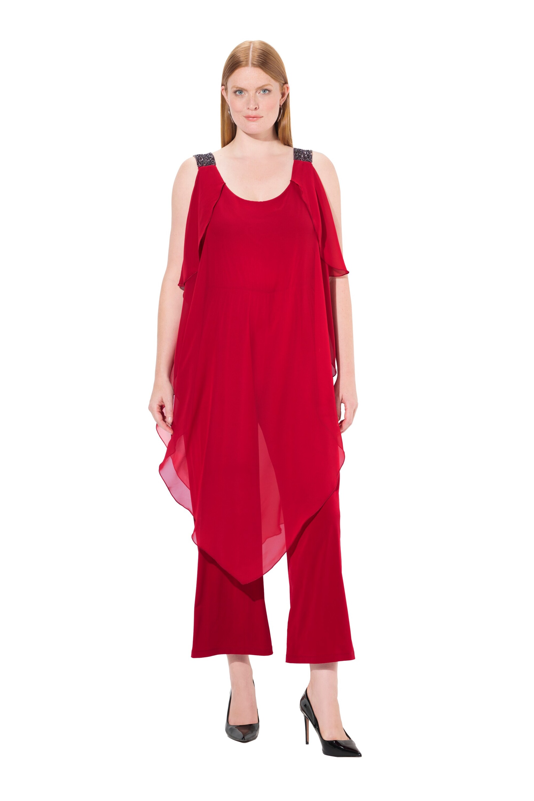 Ulla Popken Jumpsuit in Rood: voorkant