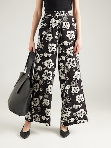 PIECES Wide leg Broek 'ALOHA' in Zwart: voorkant