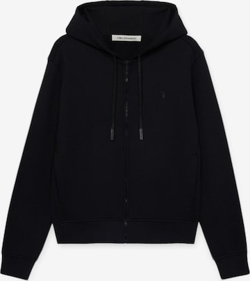 Trussardi - Sudadera con cremallera en negro: frente