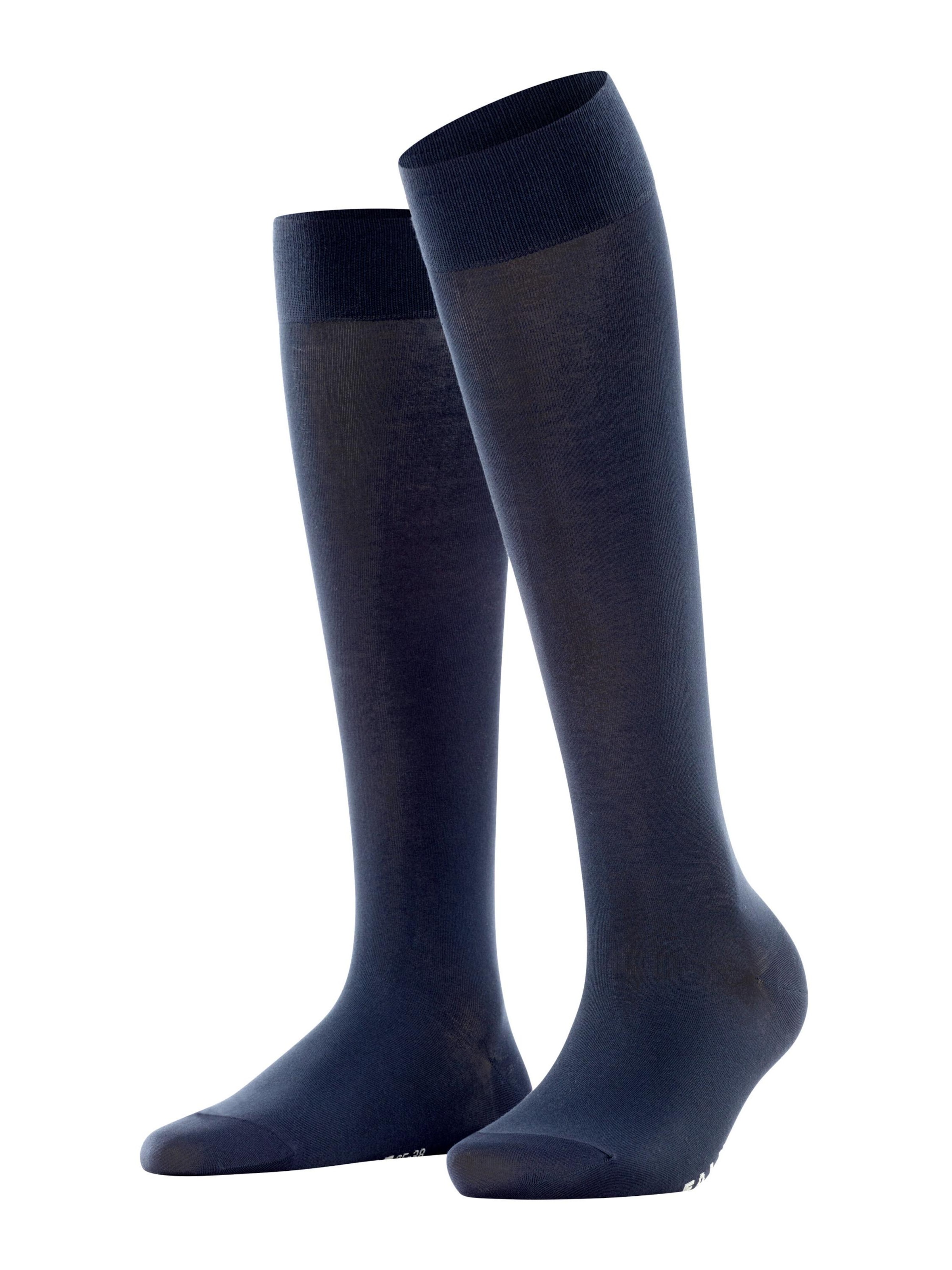 FALKE Knee High Socks 'Cotton Touch' in Blue: front