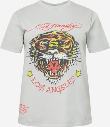 Tricou 'TIGER' de la Ed Hardy pe gri: față