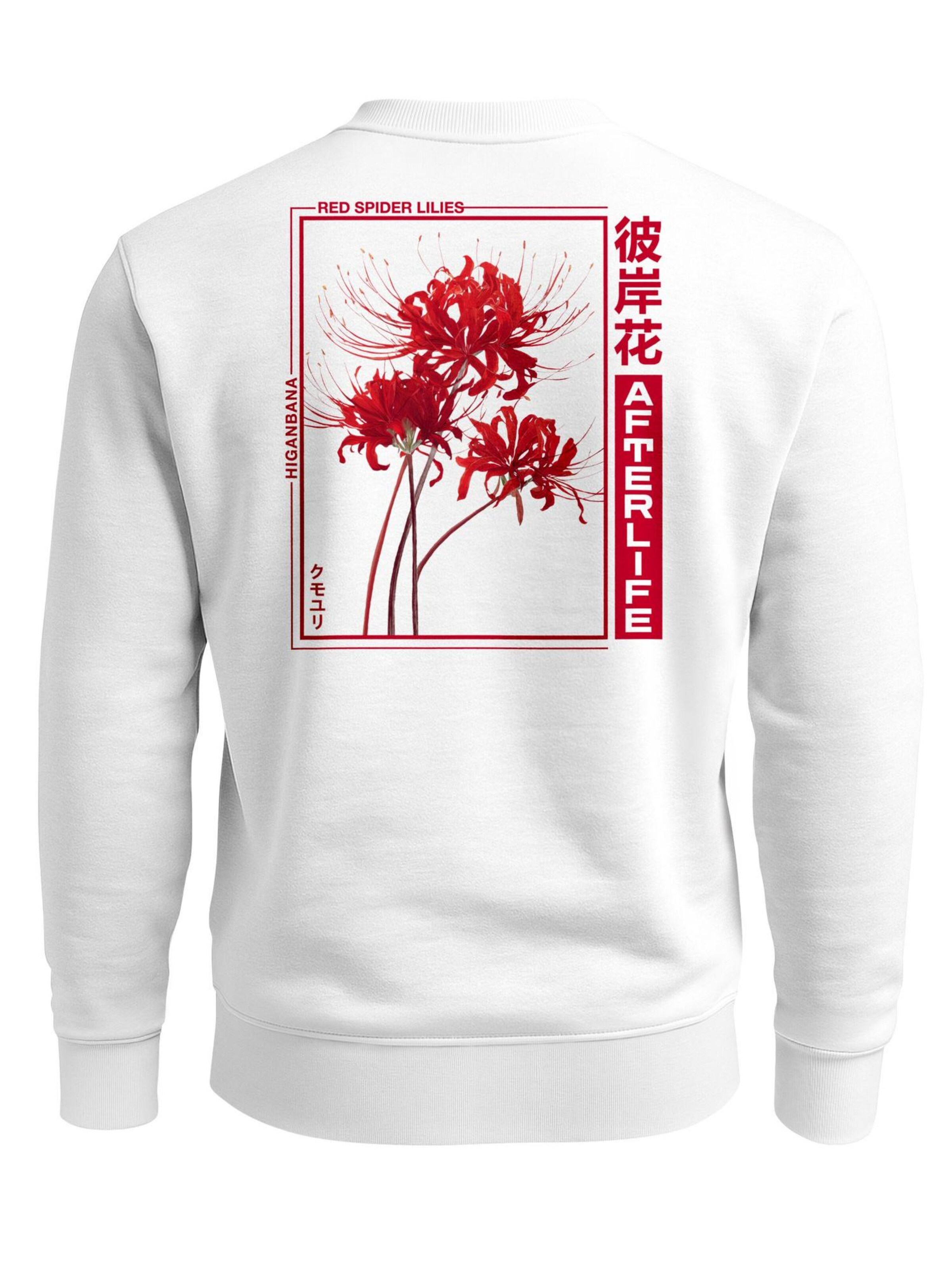 Neverless Sweatshirt 'Red Spider Lilies' in White