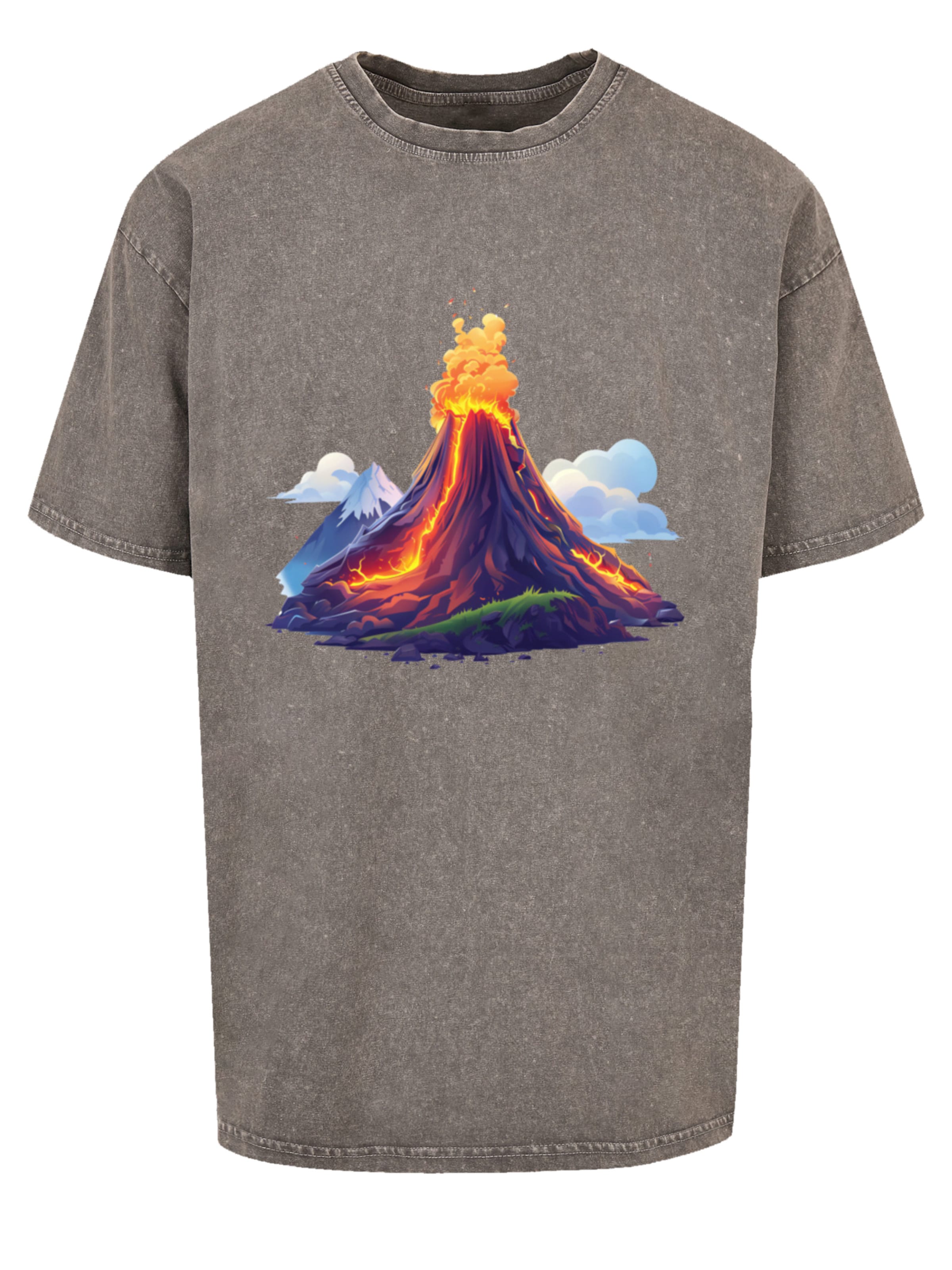 F4NT4STIC Shirt 'Vulkanausbruch' in Grijs: voorkant