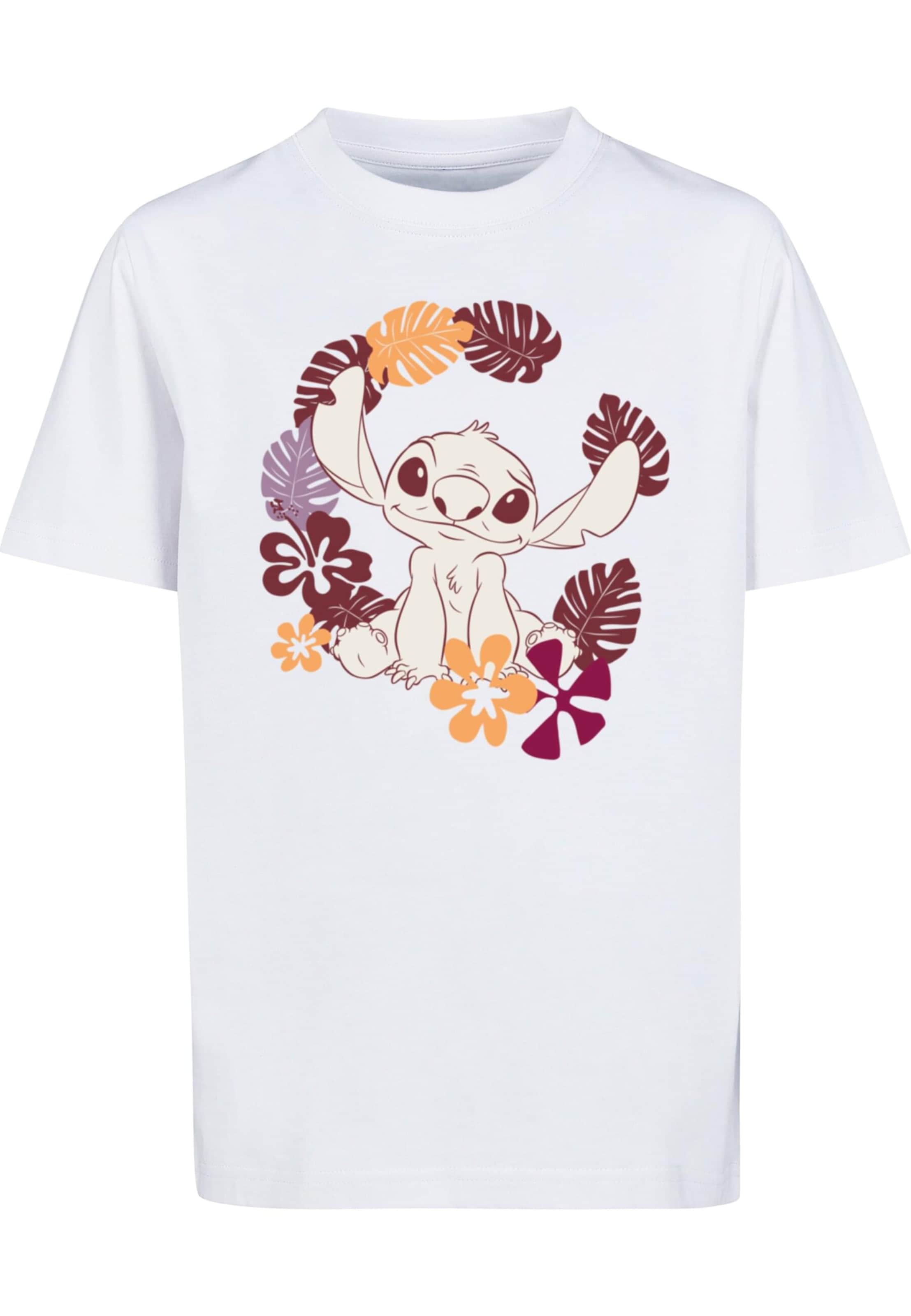 ABSOLUTE CULT Shirt 'Lilo And Stitch - Aloha Circle' in Wit: voorkant