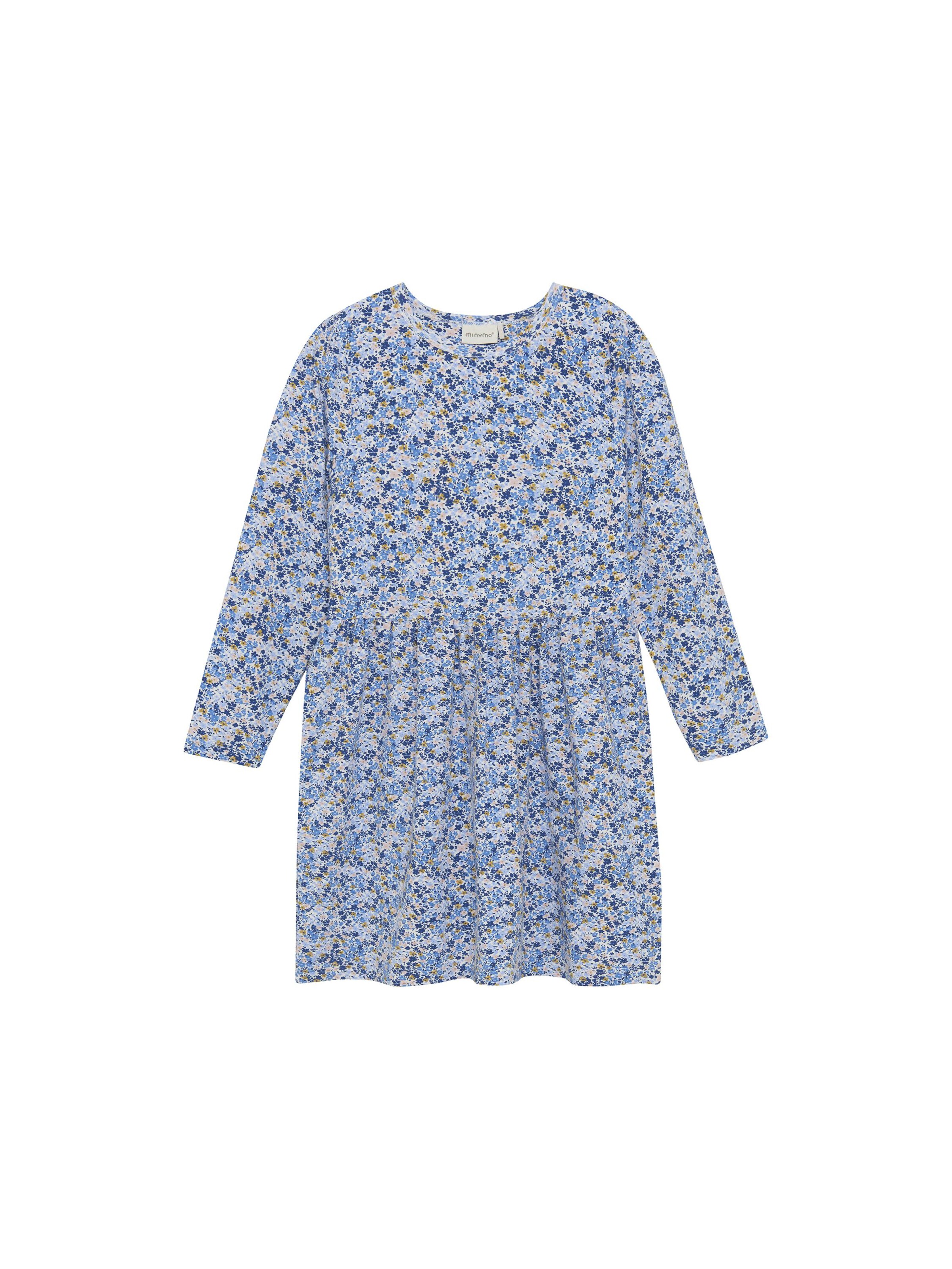 MINYMO Sommerkleid ' MIDress LS AOP ' in Blau: Vorderseite