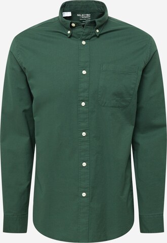 SELECTED HOMME Button Up Shirt 'RICK' in Green: front