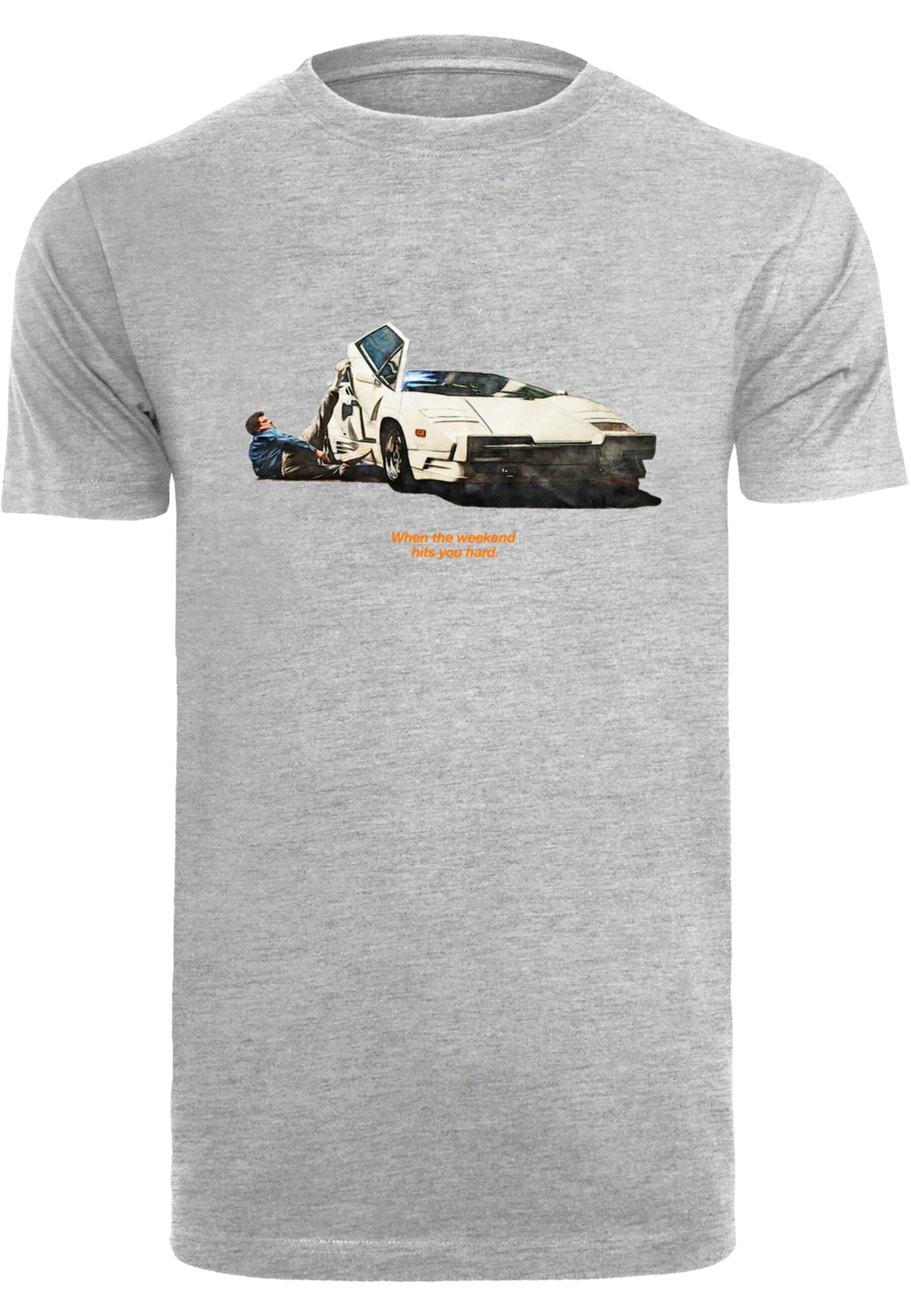 T-Shirt 'Weekend Wolf' Mister Tee en gris : devant