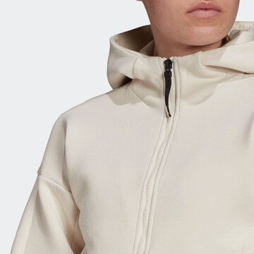 ADIDAS PERFORMANCE Athletic Zip-Up Hoodie in White