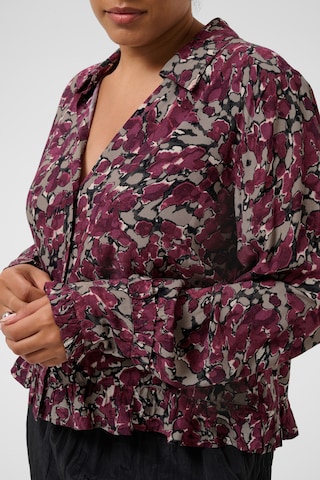 KAFFE CURVE Bluse 'KCMaggie' i brun