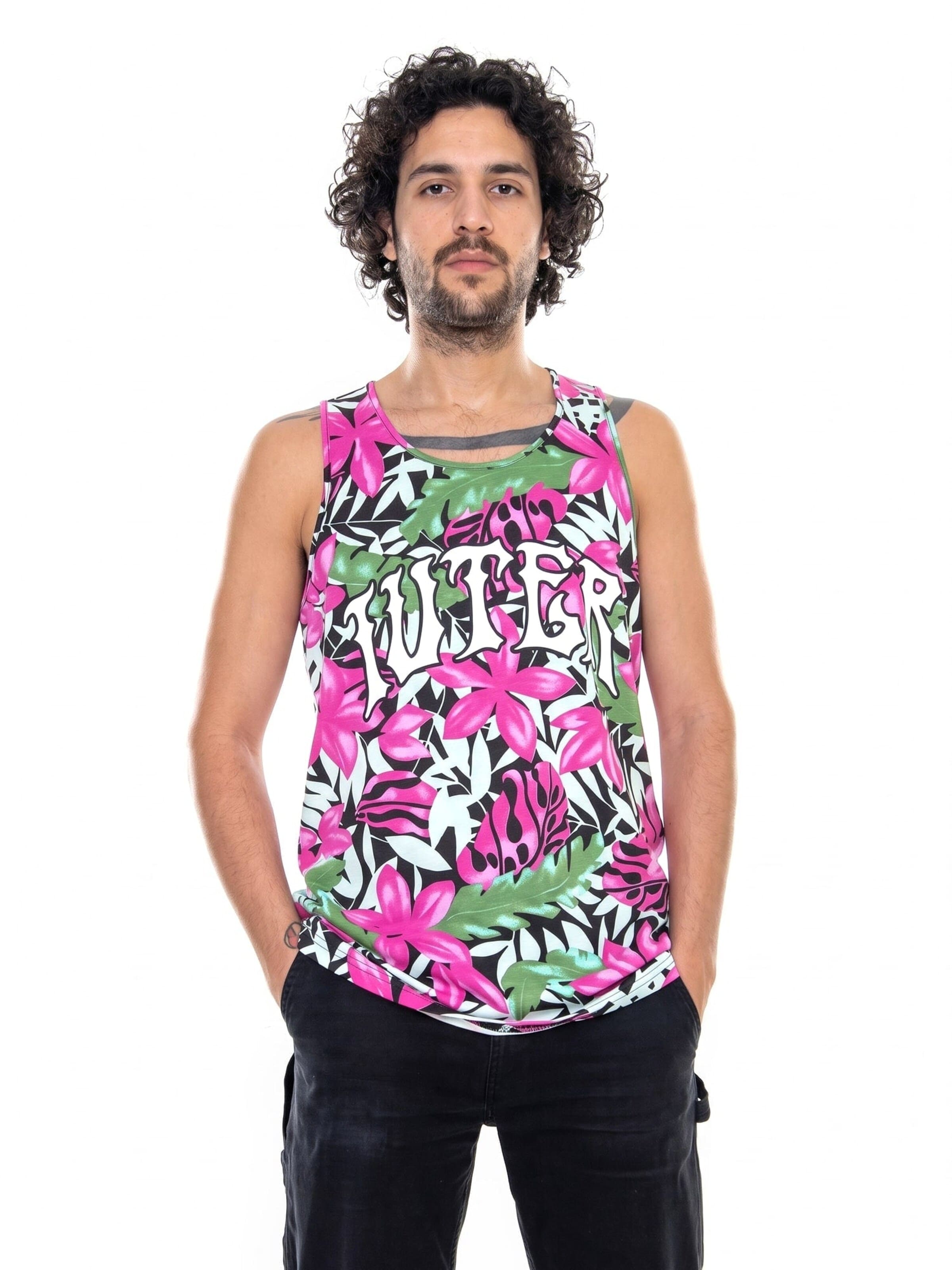 IUTER Koszulka 'Griffin Floral Tank' w kolorze różowy: przód