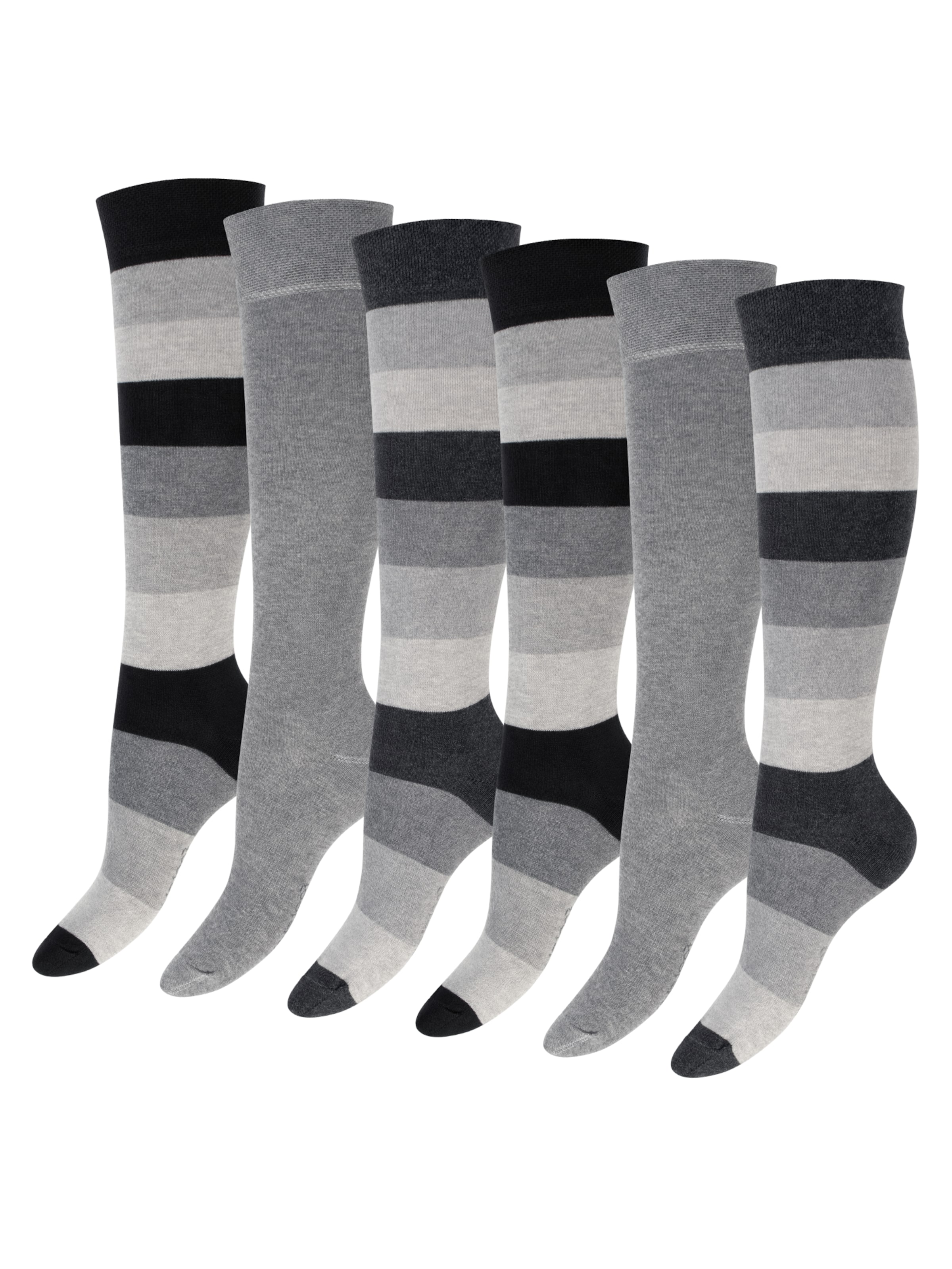 footstar Knee High Socks 'Ringel' in Grey: front