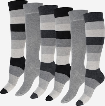 footstar Knee High Socks 'Ringel' in Grey: front