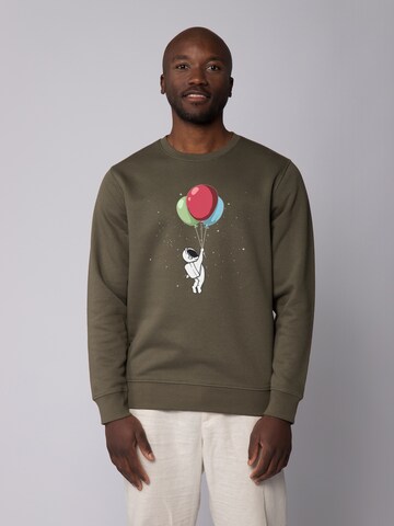 Watapparel Sweatshirt ' Little Balloon Astronaut ' in Green: front