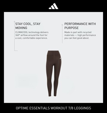 ADIDAS PERFORMANCE - Skinny Calças de desporto 'Optime Power Essentials' em castanho