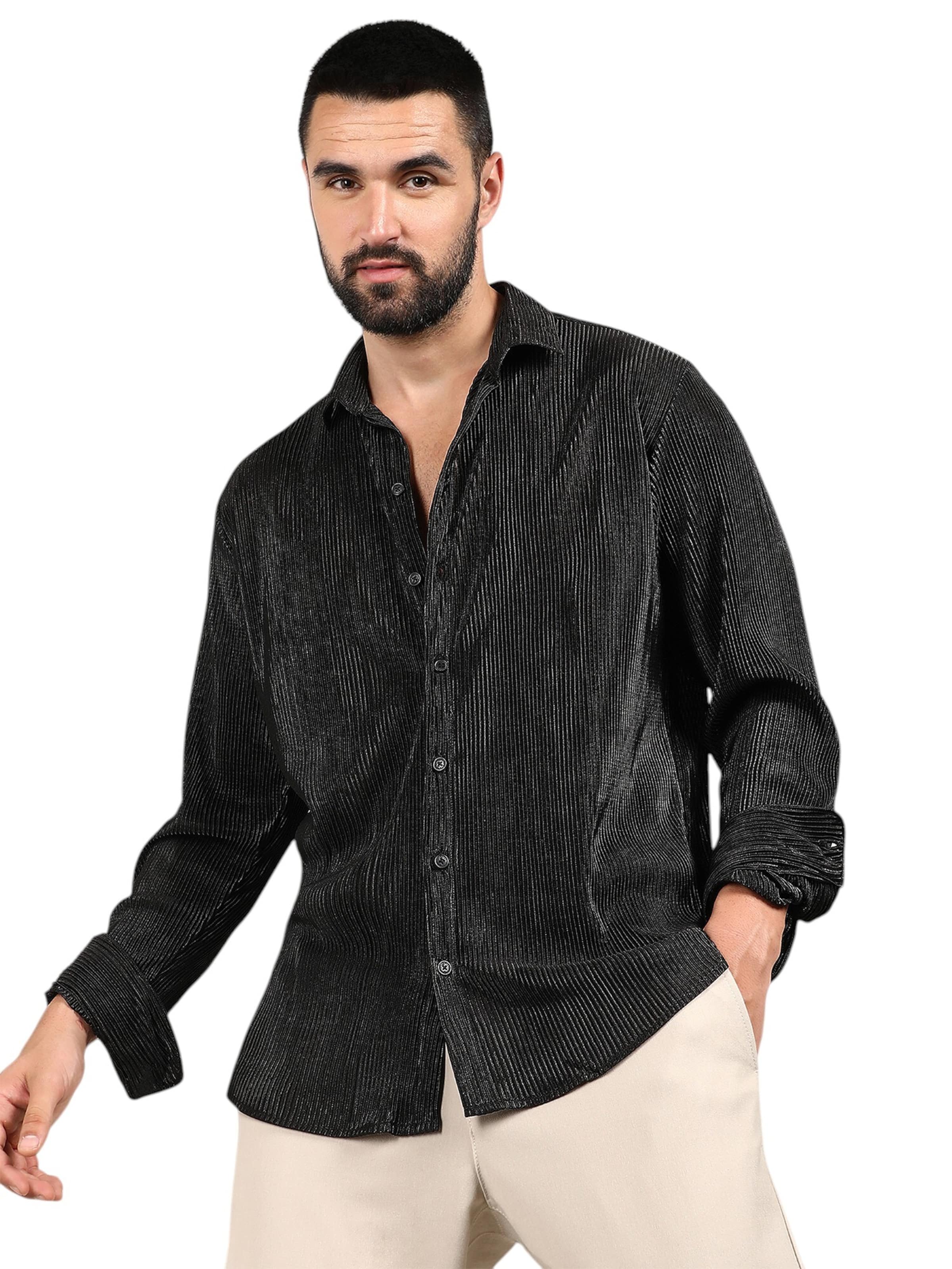 Campus Sutra Regular Fit Hemd 'Susan' in Schwarz: Vorderseite