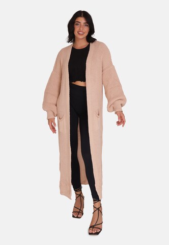 Elara Gebreide mantel in Roze: voorkant