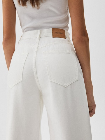 Pull&Bear Szeroka nogawka Jeansy w kolorze biały