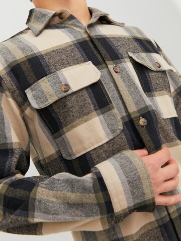 JACK & JONES Slim fit Button Up Shirt 'Darren' in Beige