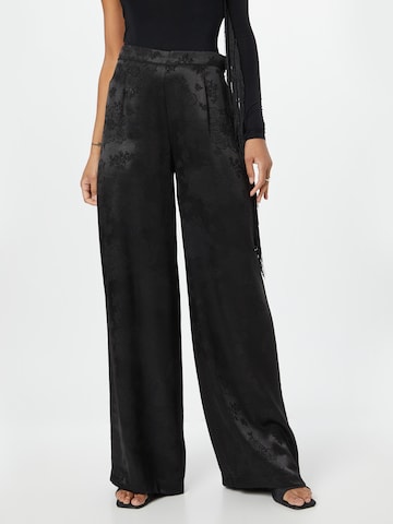 Nasty Gal Wide leg Pleat-front trousers in Black: front