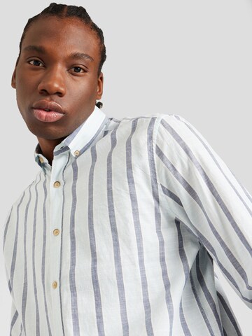 Springfield Regular fit Button Up Shirt 'FIL A FIL' in Blue