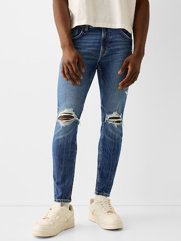 Bershka Slimfit Farmer - kék: elől