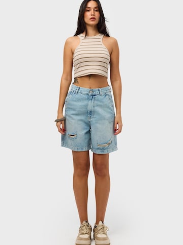 IT'S BASIC Regular Jeans 'BERMUDA DENIM SHORT' in Blauw: voorkant