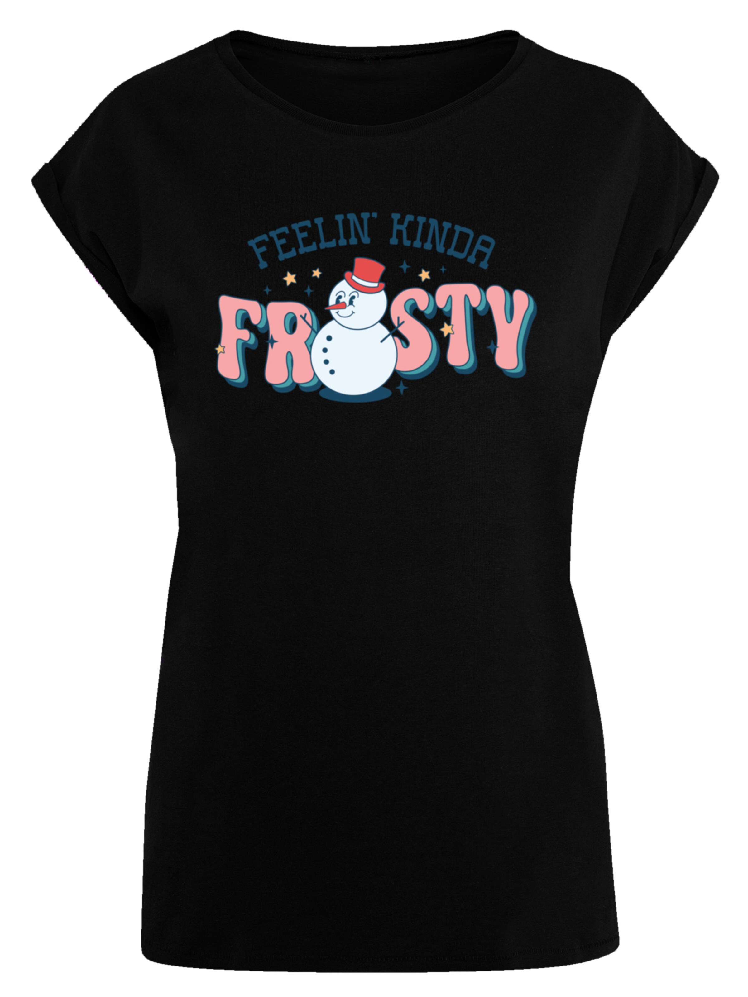 F4NT4STIC Shirt 'Feelin Kinda Frosty Snowman' in Zwart: voorkant