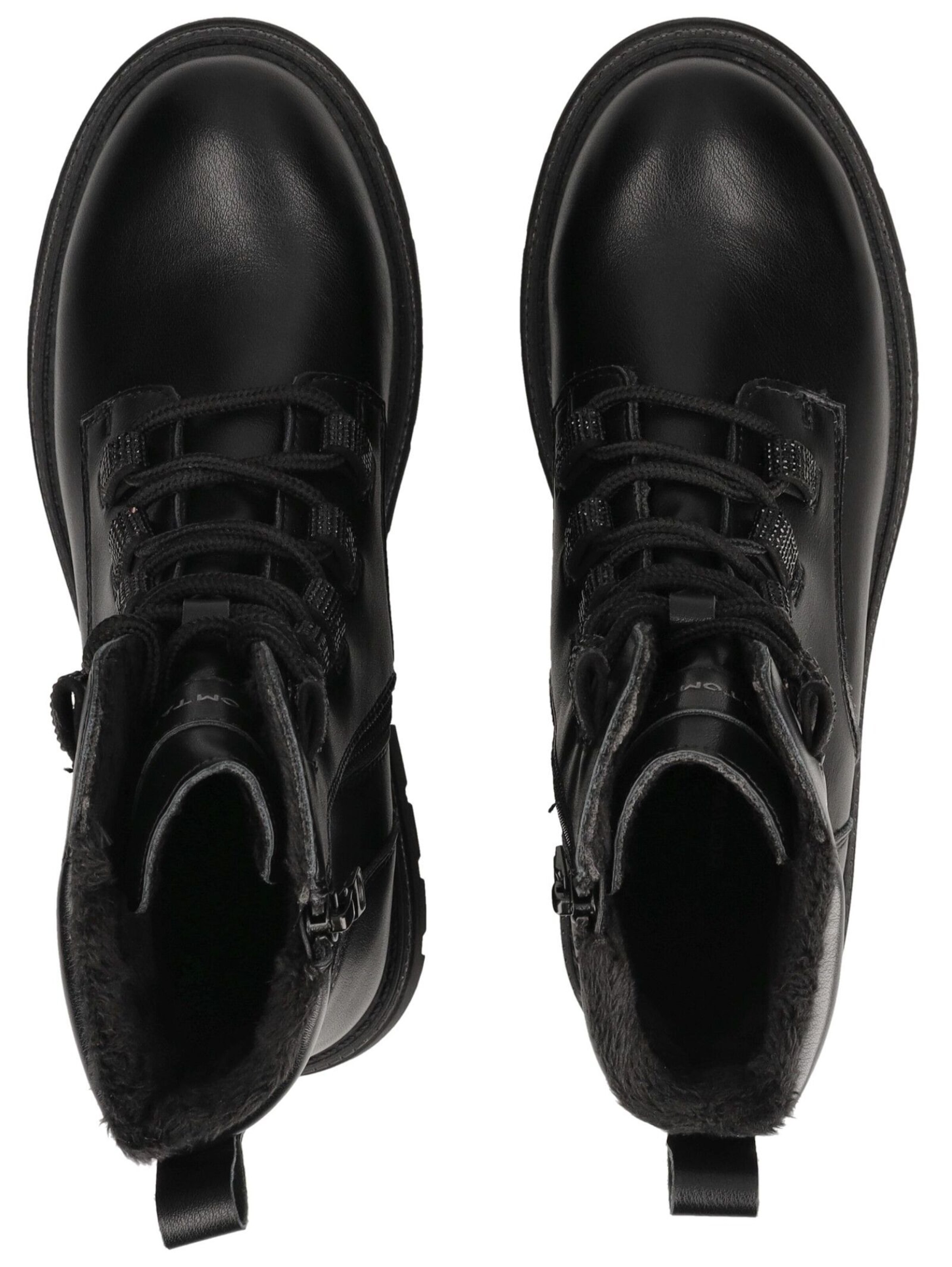 TOM TAILOR Schnürstiefelette in Schwarz