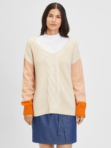 LASCANA Pullover 'Braid' in Beige: predná strana