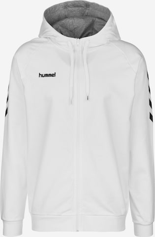 Hummel - Sudadera con cremallera deportiva en blanco: frente