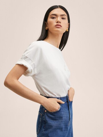 T-shirt 'FLEUR' MANGO en blanc : devant