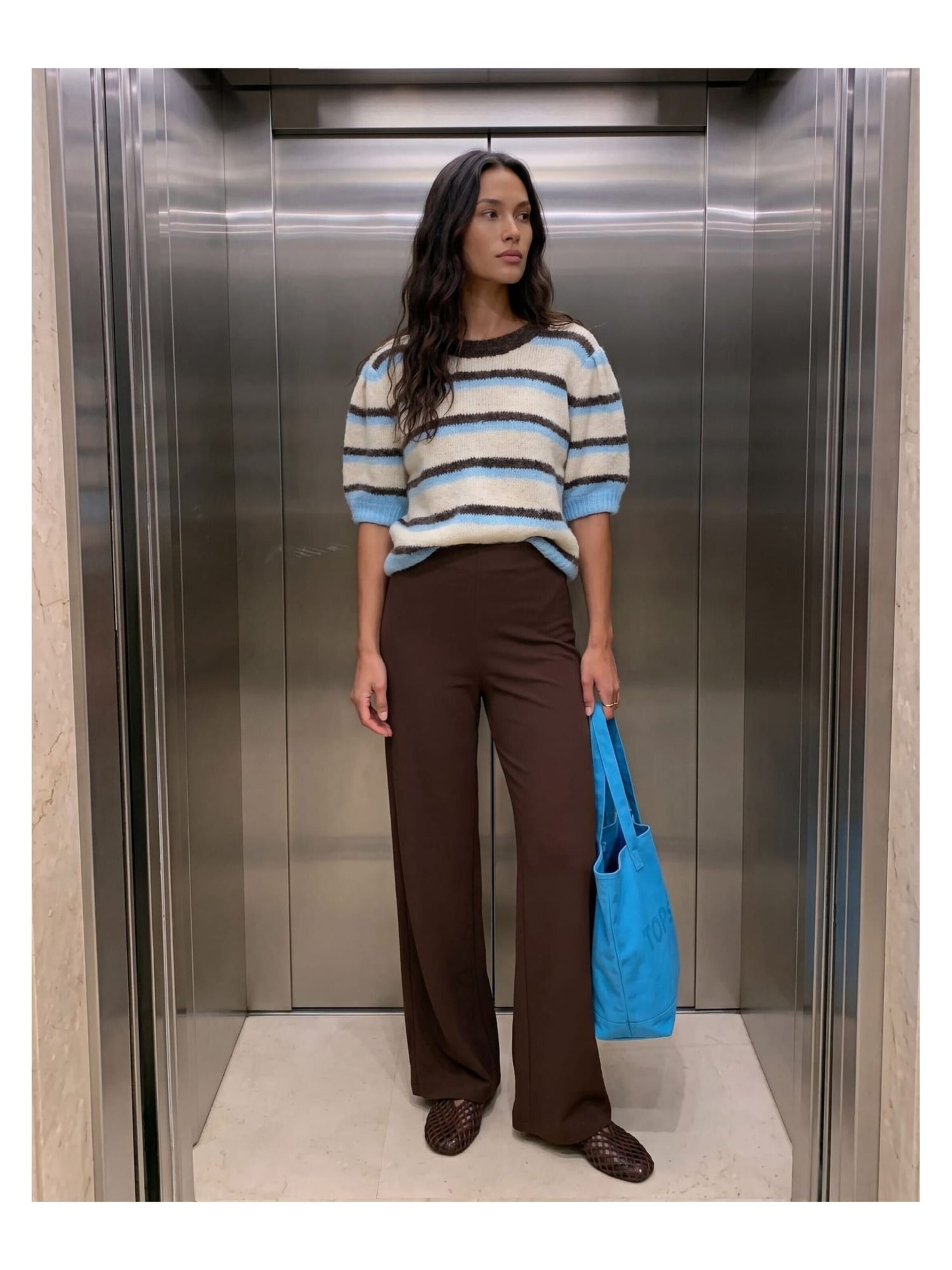 VERO MODA Wide Leg Hose 'VMBerlin' in Braun