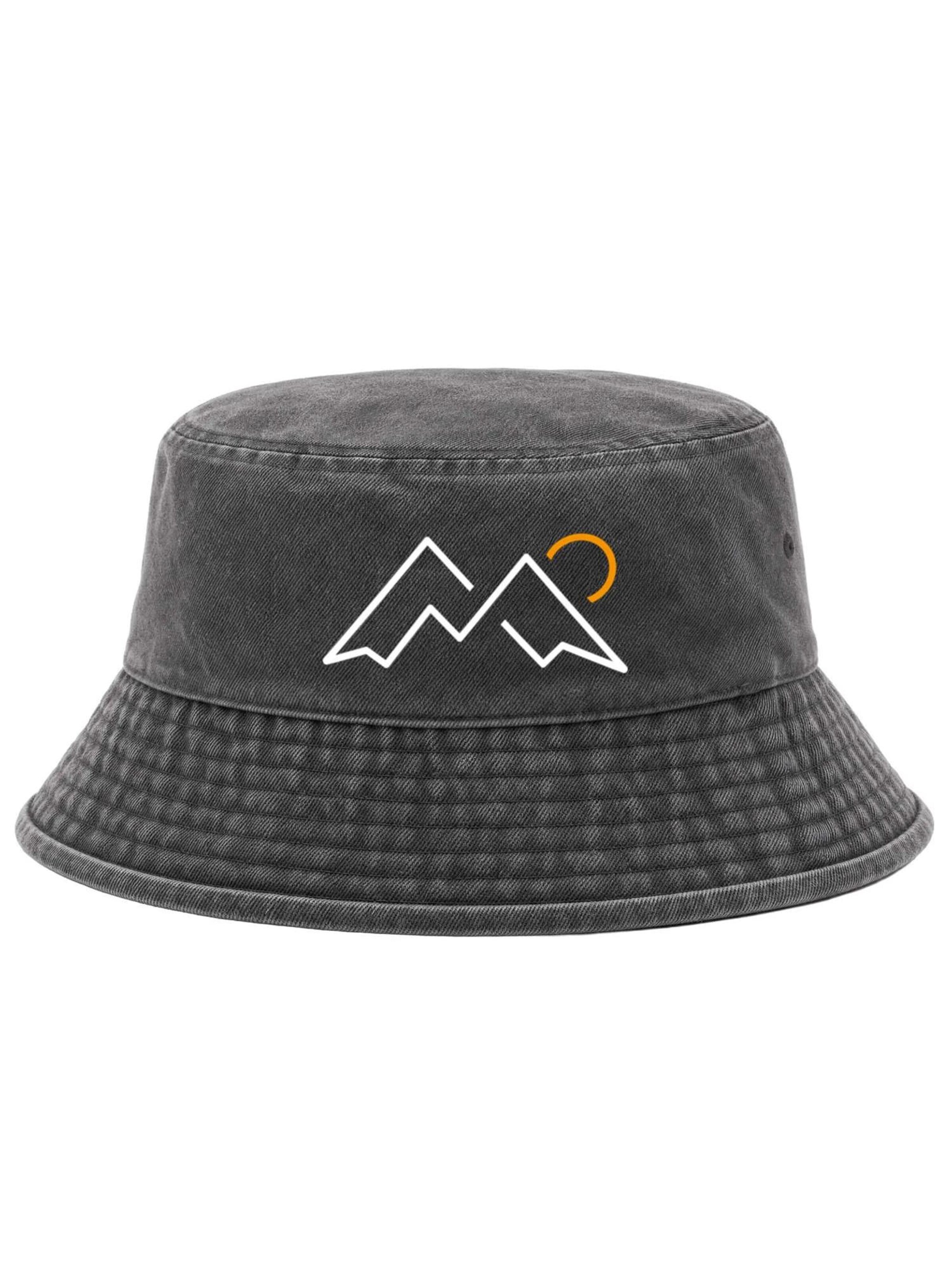Neverless Hat 'Mountain Lineart' in Black: front
