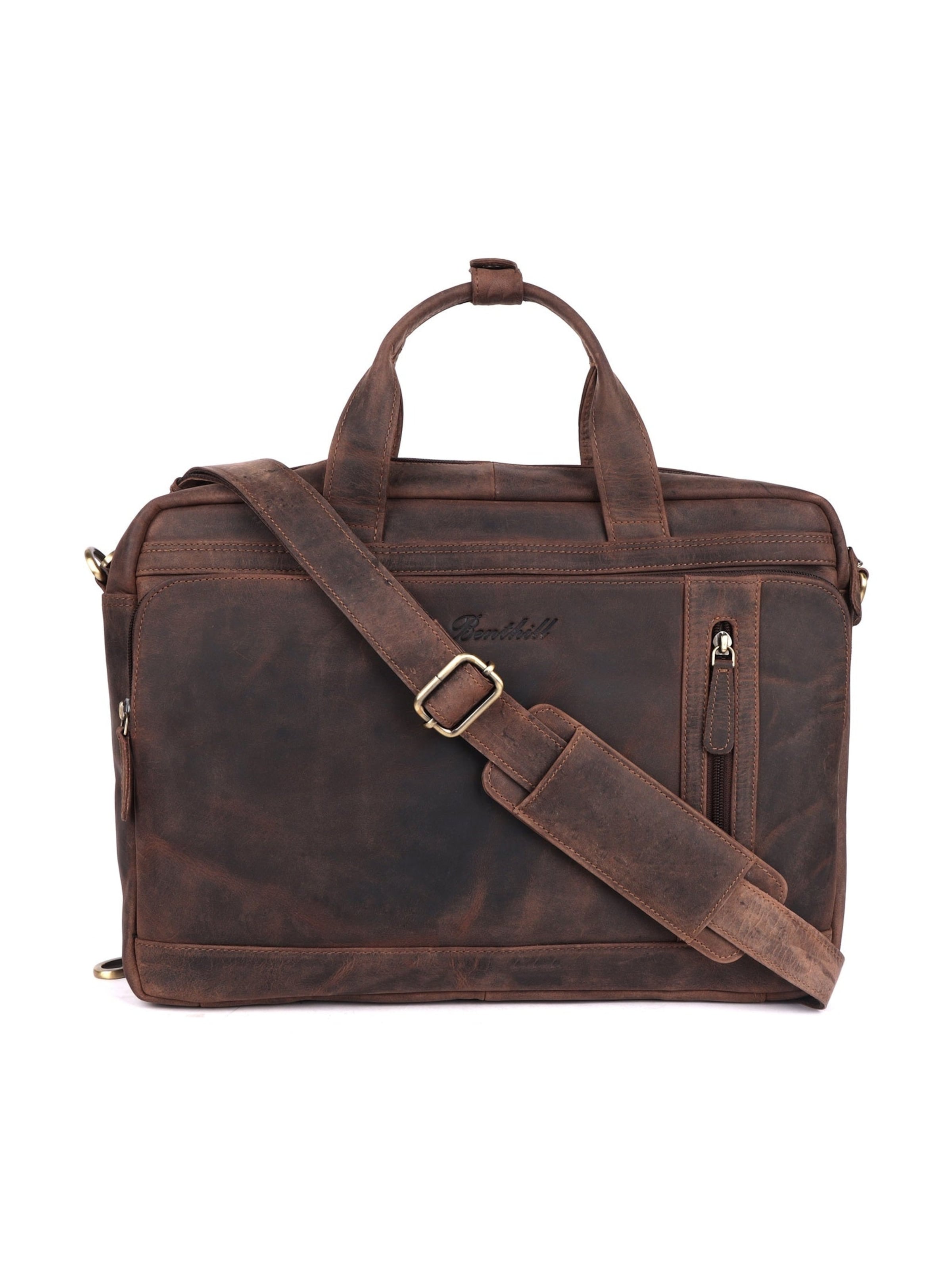 Benthill Laptop Bag in Brown: front