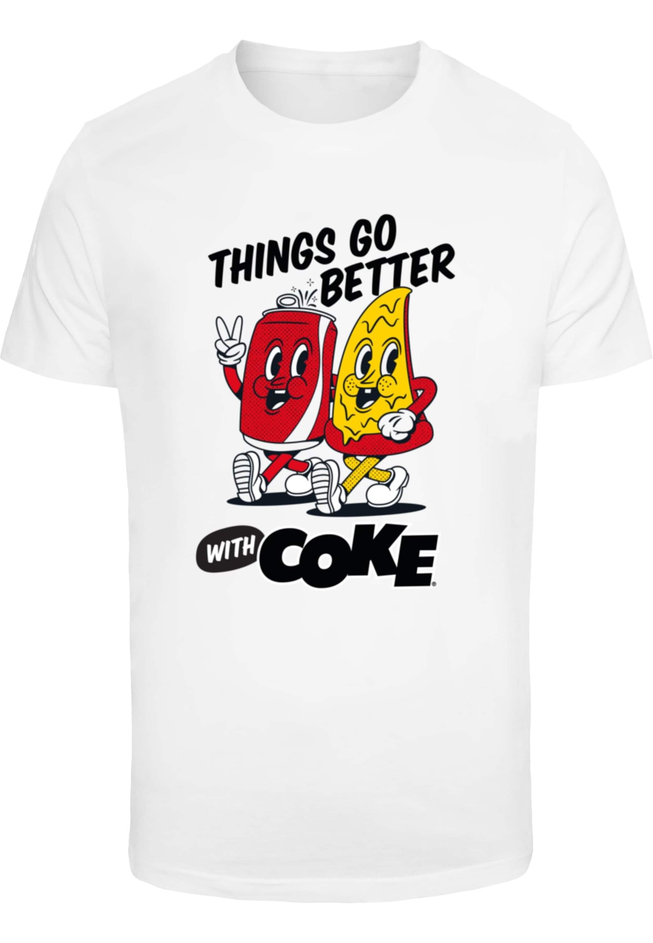 Merchcode Shirt 'Things Go Better With Coke' in White: front