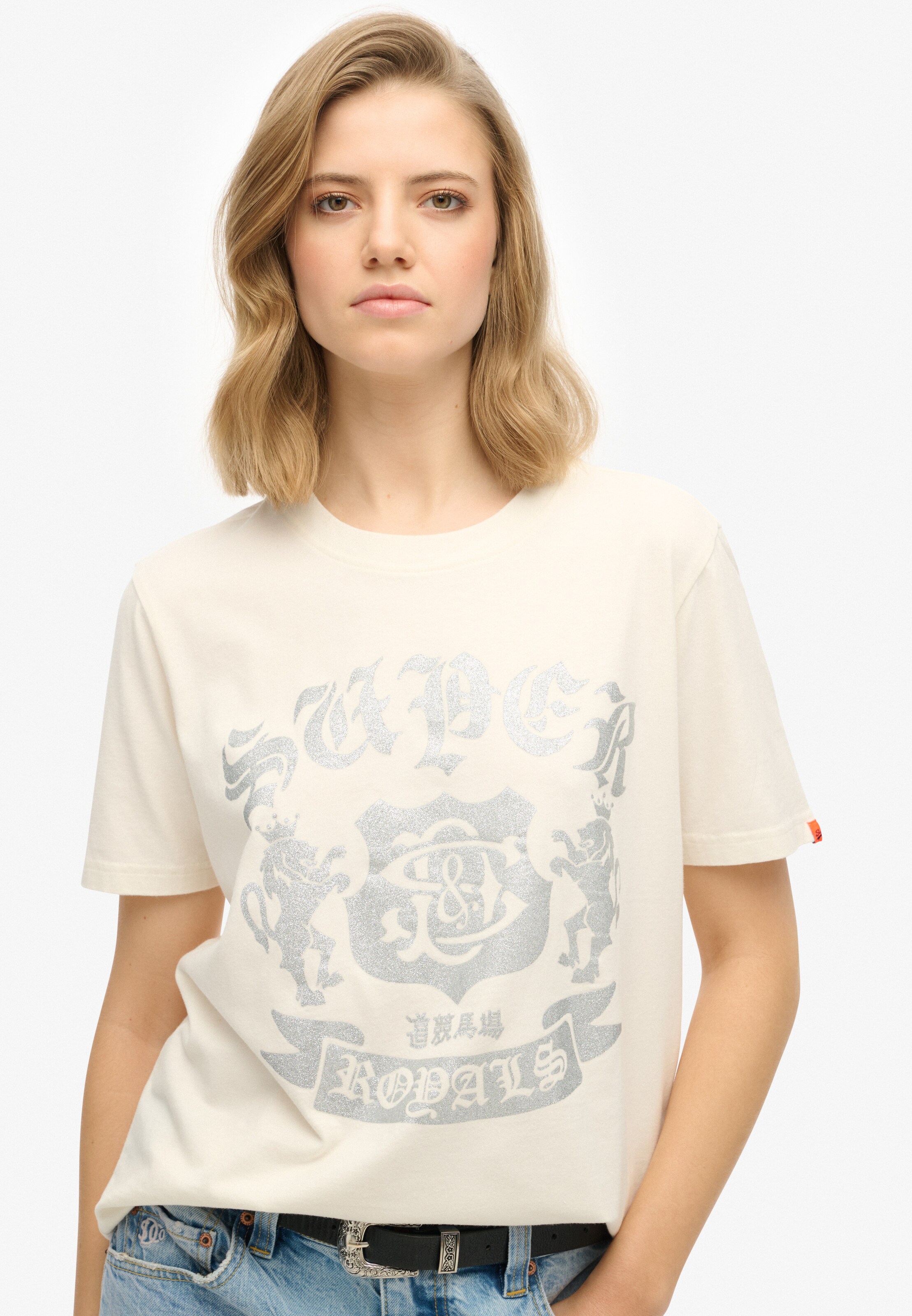 T-shirt 'Varsity' Superdry en blanc